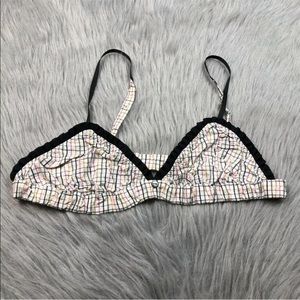 Undrest Anthropologie Plaid Triangle Ruffle Bralette Sz 1